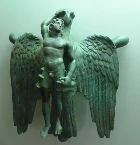 Ganymedes and Eagle - An eagle holding a naked man